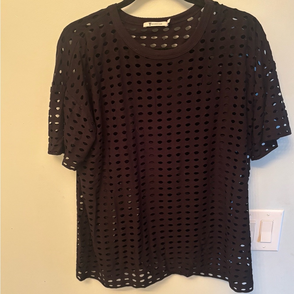 Alexander Wang Black Mesh Short Sleeve Top